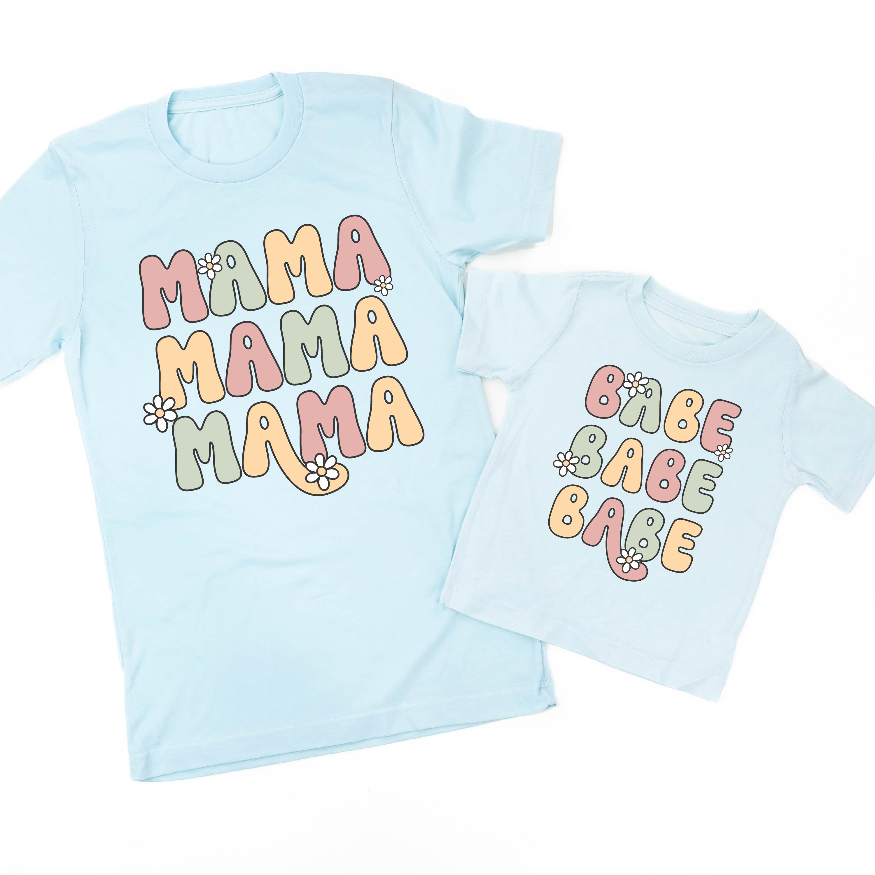  BABE x3 with Daisies - Set of 2 Shirts Little Mama Shirt Shop