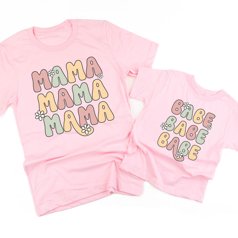 MAMA / BABE x3 with Daisies - Set of 2 Shirts