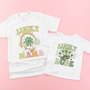 Skateboard - Lucky Mama / Dude - Set of 2 Tees Little Mama Shirt Shop