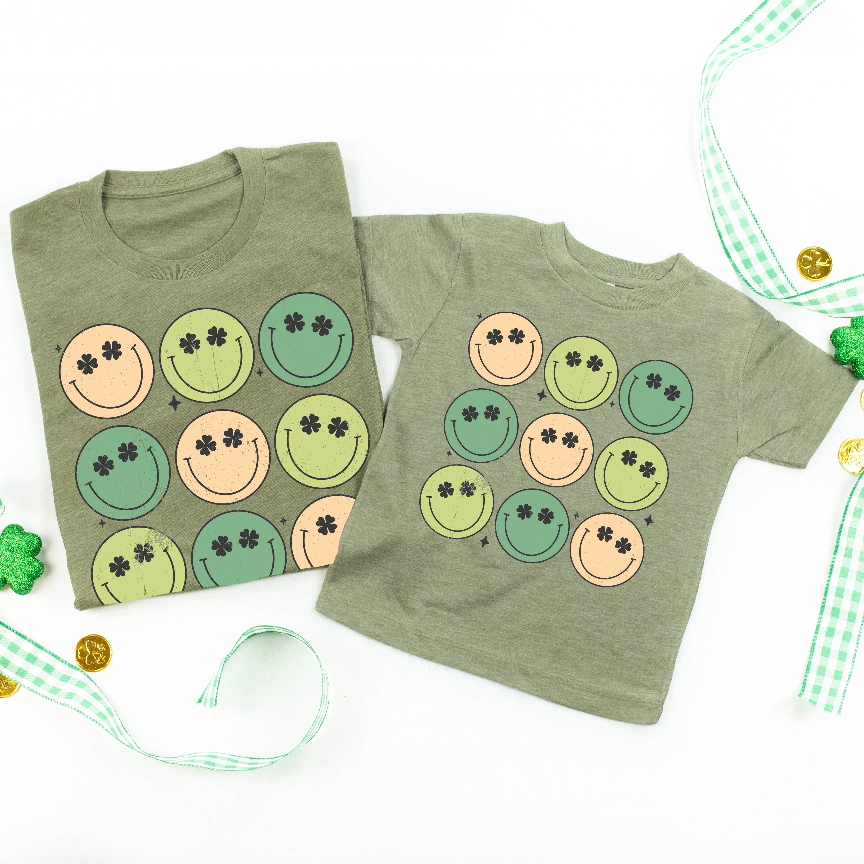 3x3 - St. Patrick's Day Smilies - Set of 2 Tees Little Mama Shirt Shop