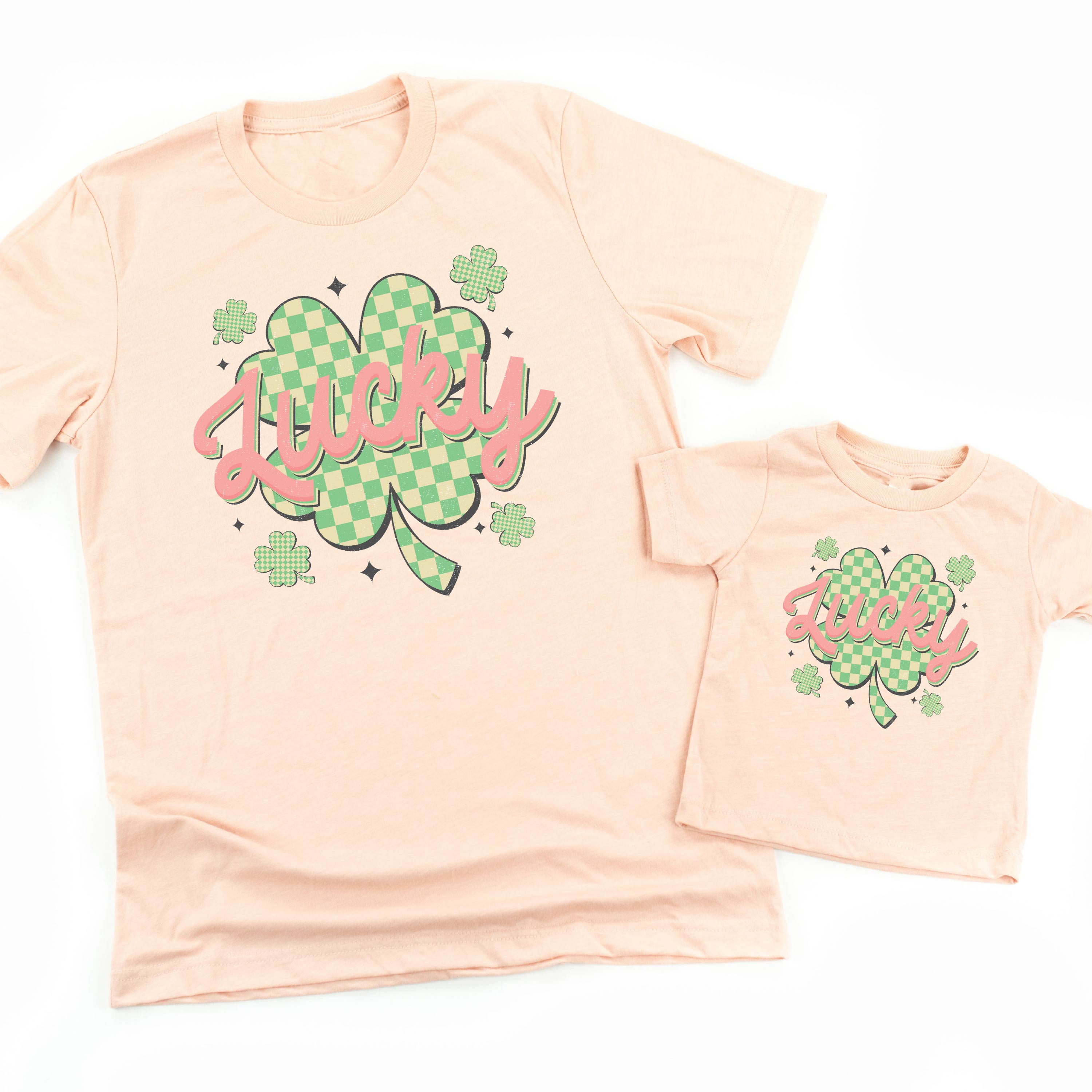Checkered Lucky Shamrock - Set of 2 Tees Little Mama Shirt Shop