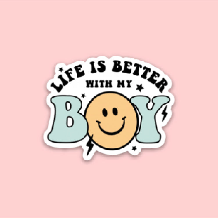 LMSS® STICKER - The Retro Edit - Life Is Better With My Boy (Singular) Little Mama Shirt Shop LLC
