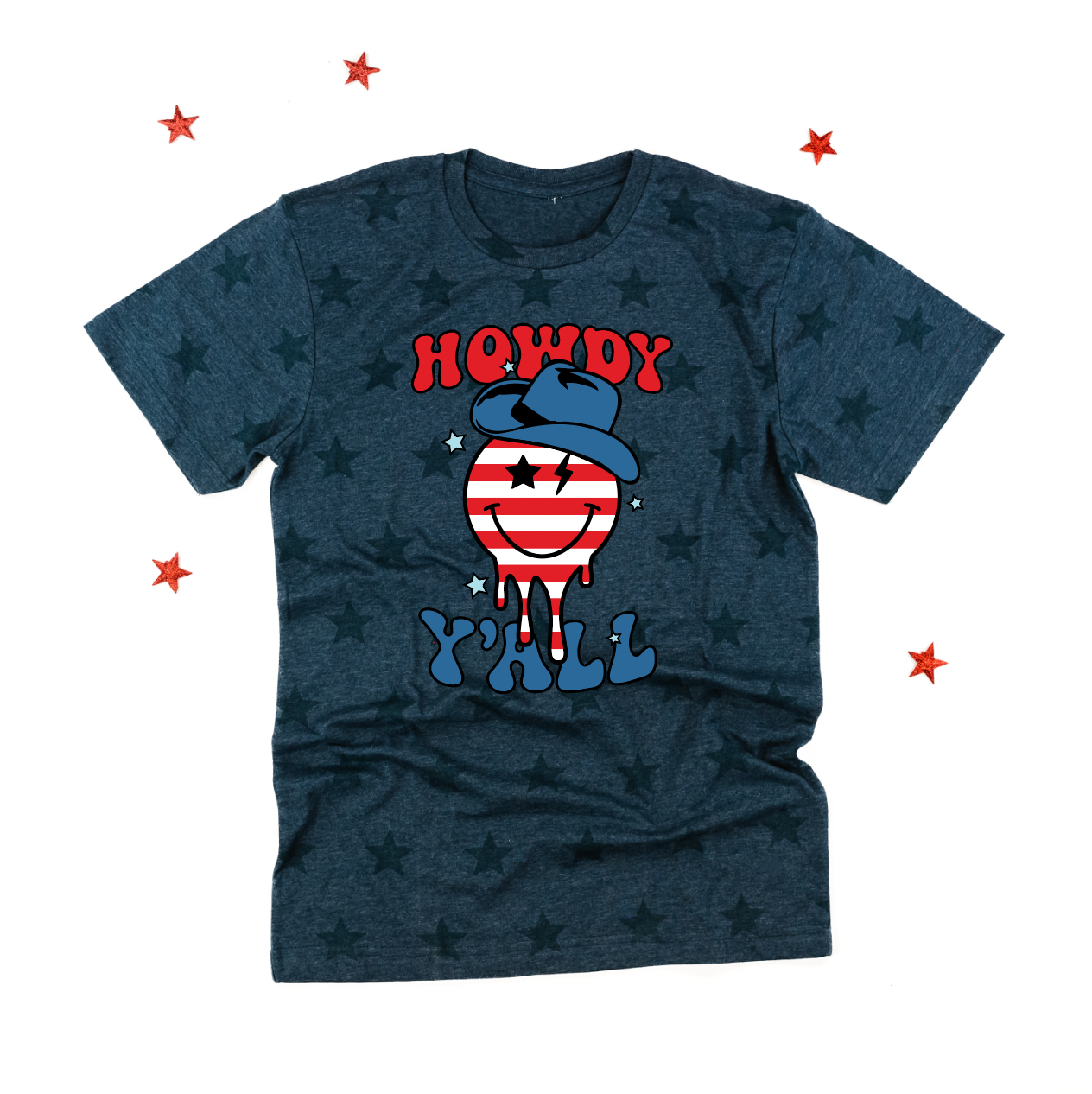 Howdy Y'all - Cowboy Smiley - Unisex STAR Tee Little Mama Shirt Shop