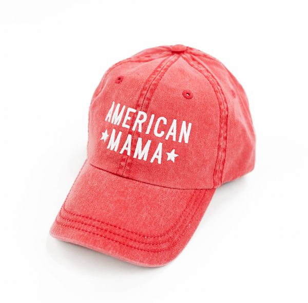 AMERICAN MAMA - Block Font - Adult Size Baseball Cap