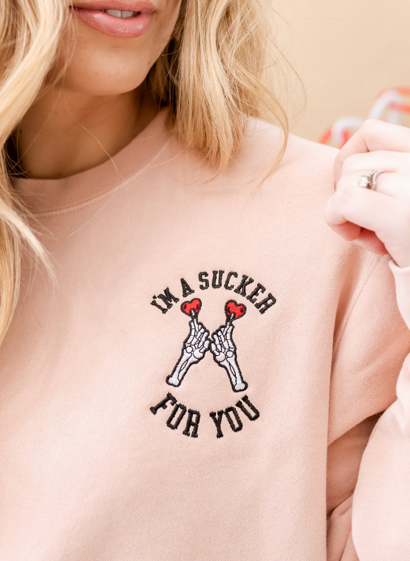 Embroidered PIGMENT Crewneck - I'm A Sucker For You