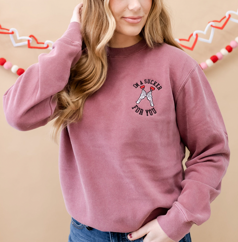 Embroidered PIGMENT Crewneck - I'm A Sucker For You