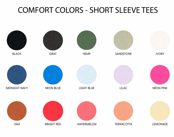 Embroidered SHORT SLEEVE Comfort Colors Tee -  LOVER embroidered front with screen printed design on back