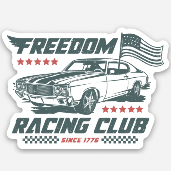LMSS® STICKER - USA - American Classic Car Little Mama Shirt Shop LLC