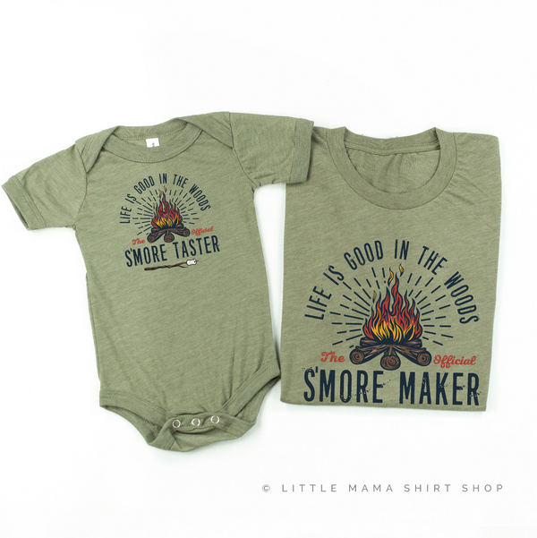 S'Mores Maker / S'Mores Taster - Set of 2 OLIVE Shirts
