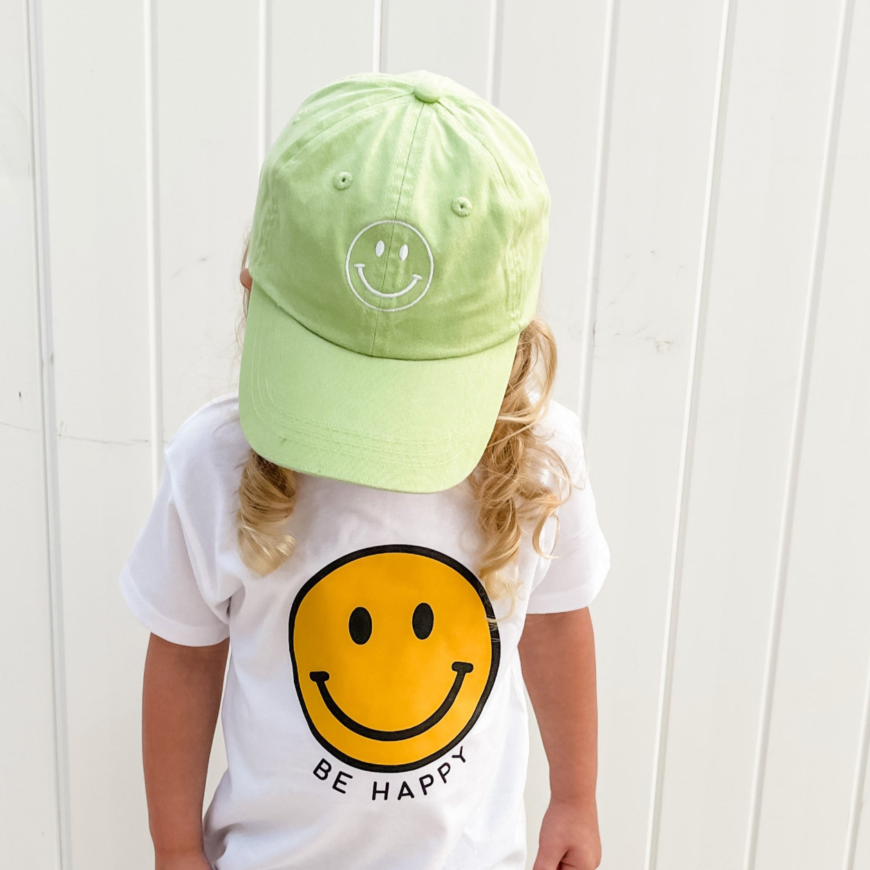 Smiley Face - Dark Pink - Child Baseball Cap Little Mama Shirt Shop