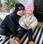 Child Beanie - BRO - Tan Little Mama Shirt Shop LLC