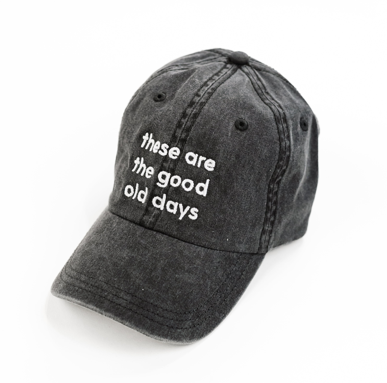These Are The Good Old Days - Bright Blue w/ Mint Thread - Baseball Cap Little Mama Shirt Shop