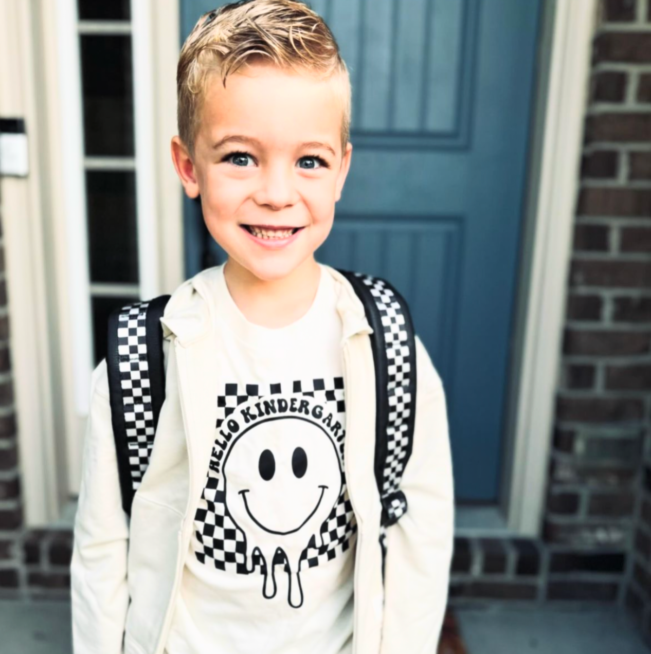 Hello (Choose Your Grade) - Checker Smiley - Child Tee Little Mama Shirt Shop