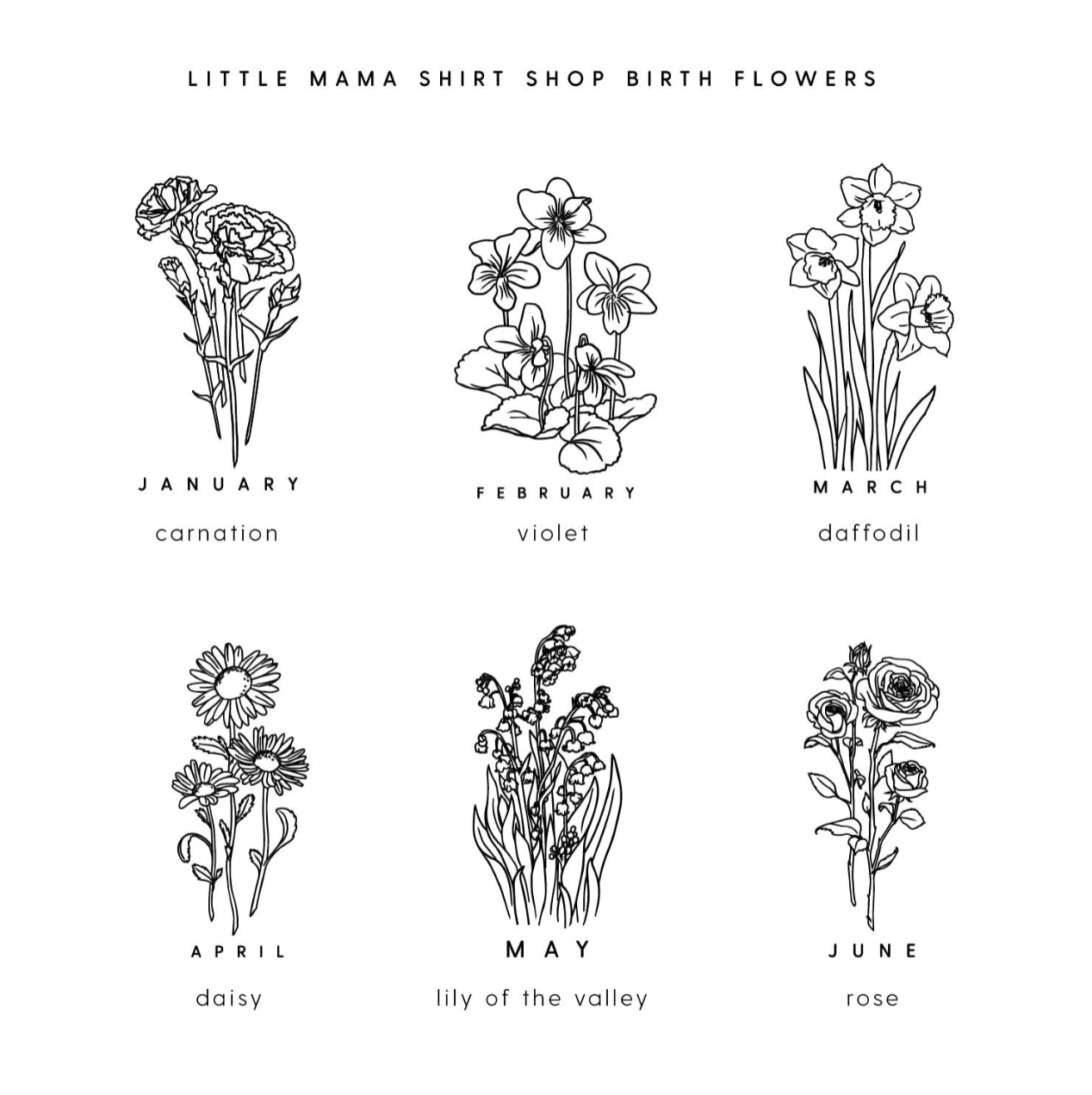 Birth Flowers (Choose Your Month/Flower) - LONG SLEEVE Comfort Colors Tee Little Mama Shirt Shop