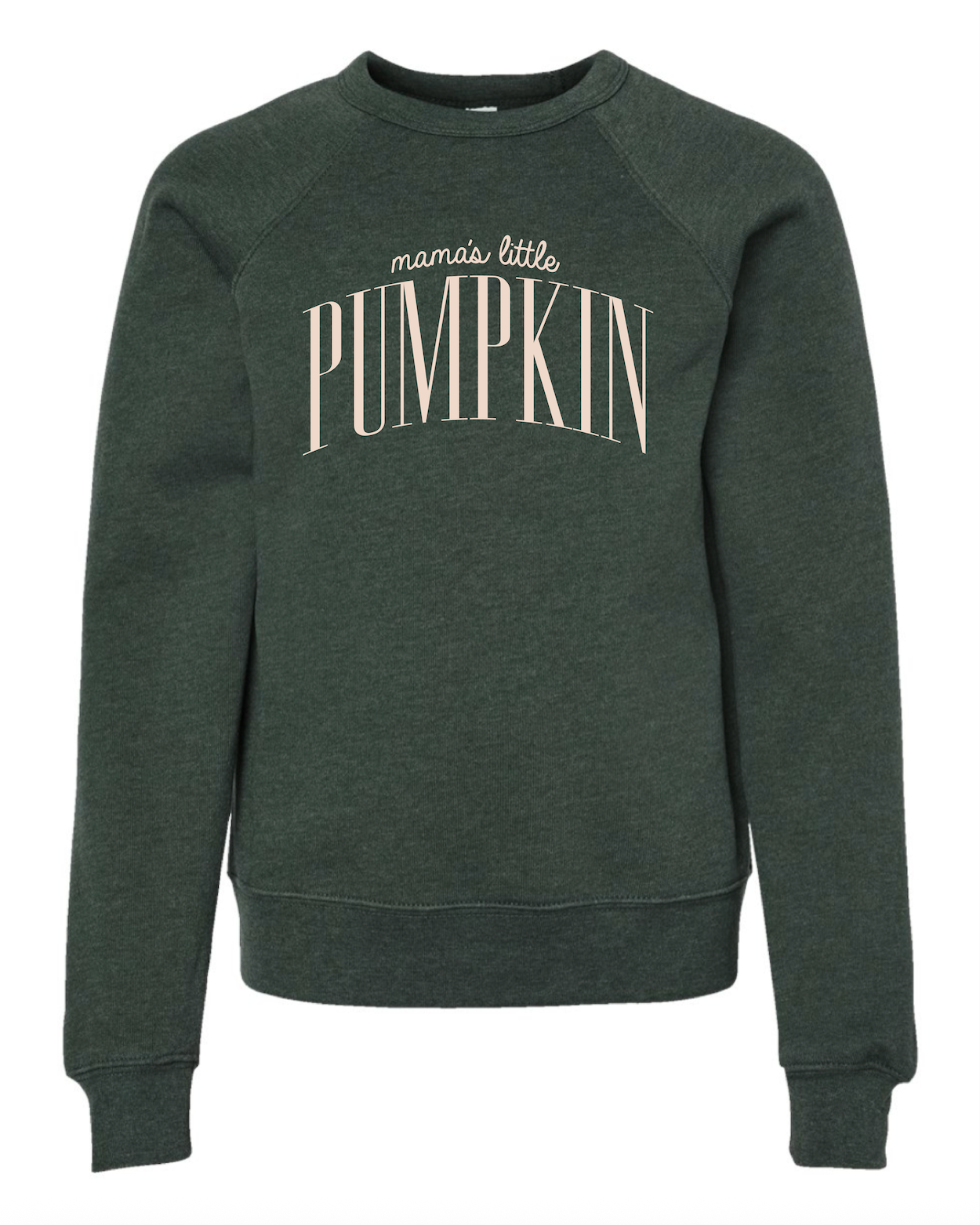 Mama's Little Pumpkin - Tall Varsity - Heather Forest Child/Youth Sweater Little Mama Shirt Shop