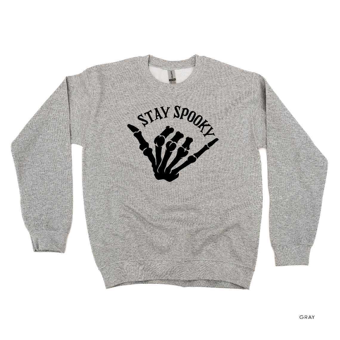 Stay Spooky Skelly Hand - POCKET - Basic Fleece Crewneck Little Mama Shirt Shop LLC