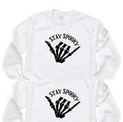 Stay Spooky Skelly Hand - POCKET - Basic Fleece Crewneck Little Mama Shirt Shop LLC