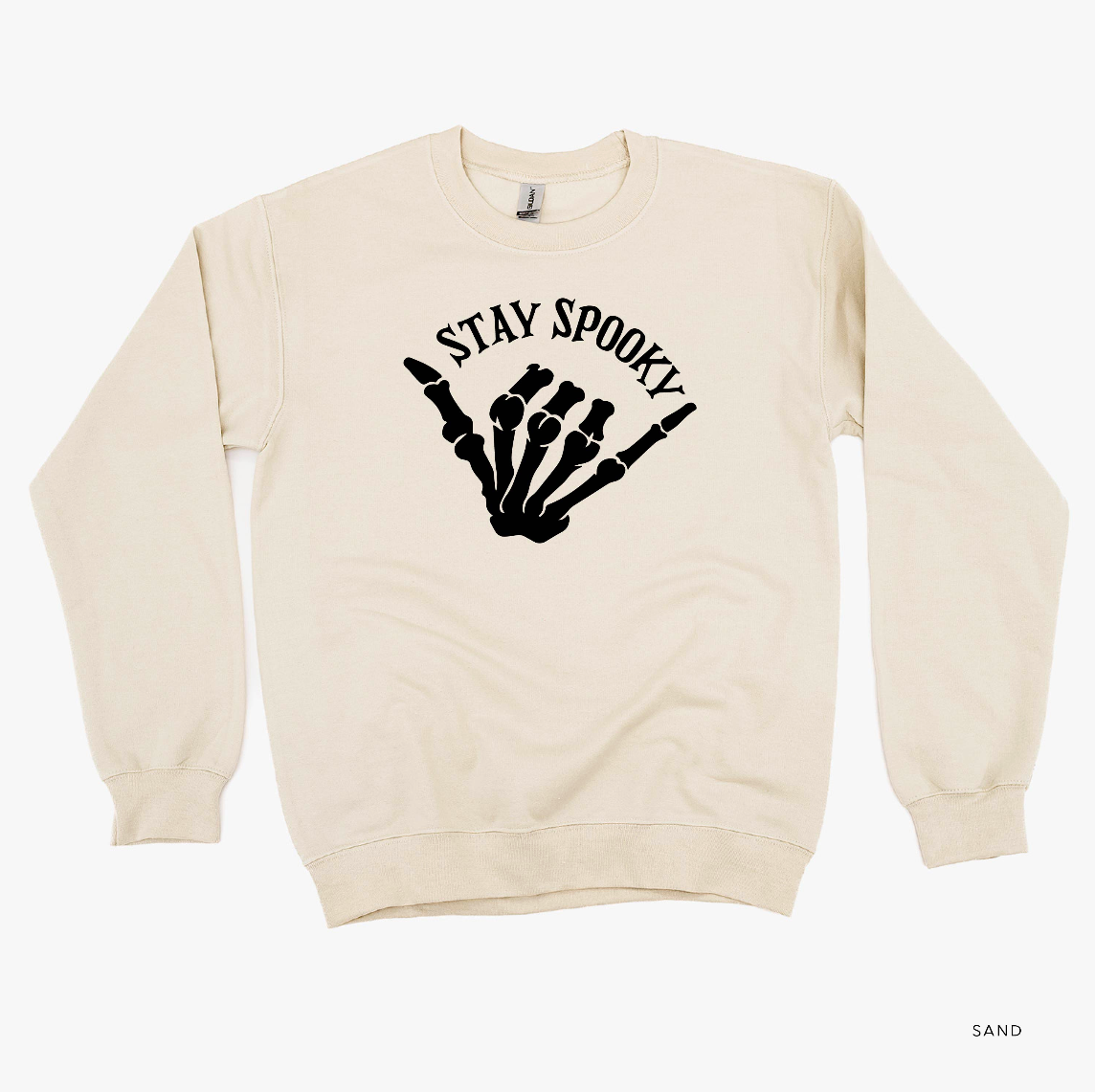 Stay Spooky Skelly Hand - POCKET - Basic Fleece Crewneck Little Mama Shirt Shop LLC