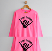 Stay Spooky Skelly Hand - POCKET - Basic Fleece Crewneck Little Mama Shirt Shop LLC