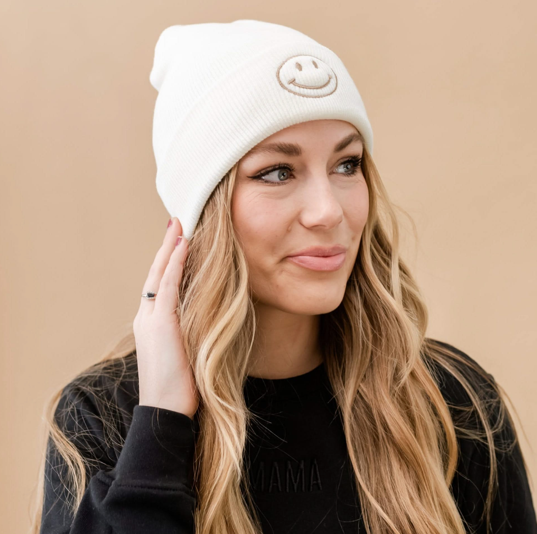 Adult Beanie - Simple Smiley Little Mama Shirt Shop LLC