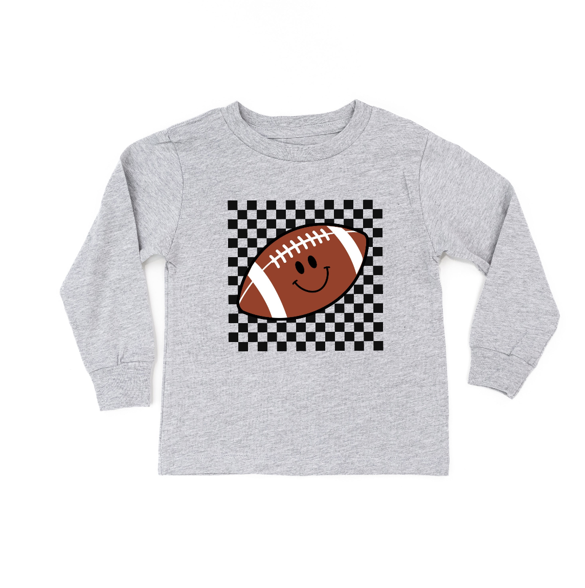 Checkers Smiley - (Choose Your Sports Ball)  - Child Long Sleeve Tee Little Mama Shirt Shop