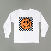 Checkers Smiley - (Choose Your Sports Ball)  - Child Long Sleeve Tee Little Mama Shirt Shop