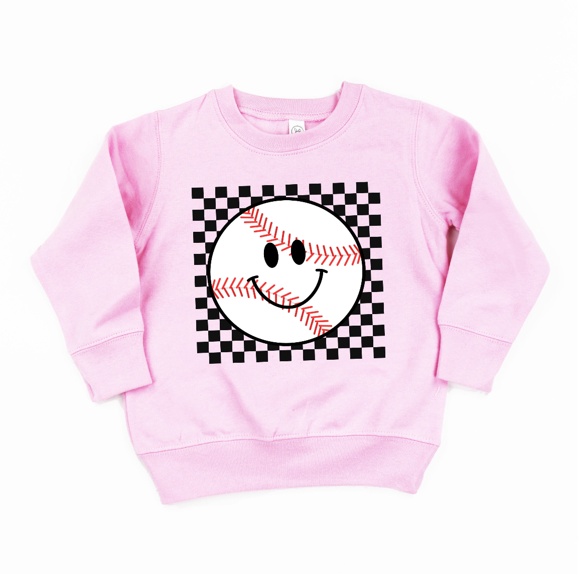 Checkers Smiley - (Choose Your Sports Ball) - Child Sweater Little Mama Shirt Shop