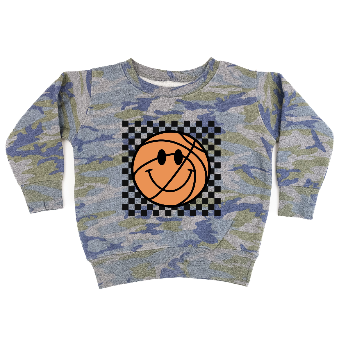 Checkers Smiley - (Choose Your Sports Ball) - Child Sweater Little Mama Shirt Shop