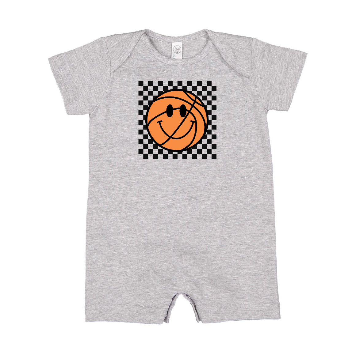 Checkers Smiley - (Choose Your Sports Ball) - Shorts Romper Little Mama Shirt Shop