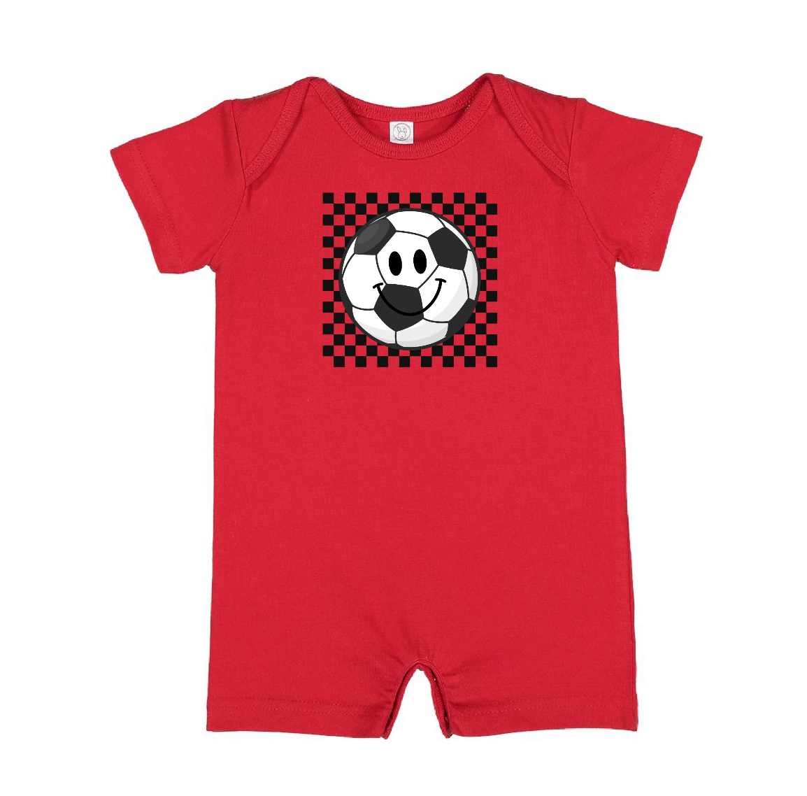 Checkers Smiley - (Choose Your Sports Ball) - Shorts Romper Little Mama Shirt Shop