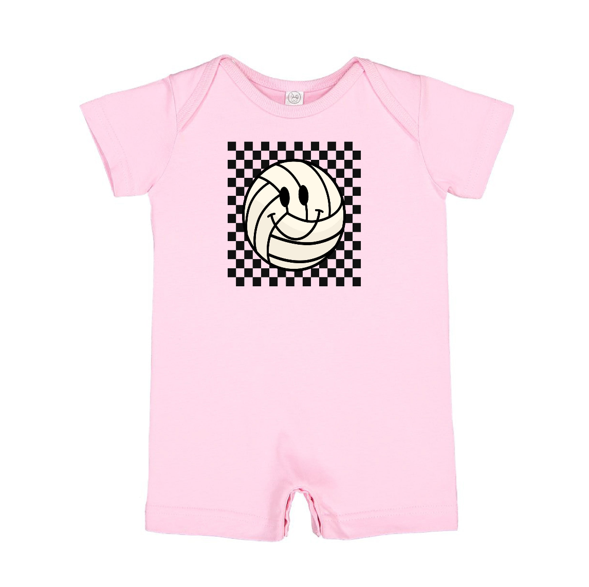 Checkers Smiley - (Choose Your Sports Ball) - Shorts Romper Little Mama Shirt Shop