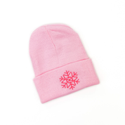 Child Beanie - Snowflake - Hot Pink w/ White Little Mama Shirt Shop LLC