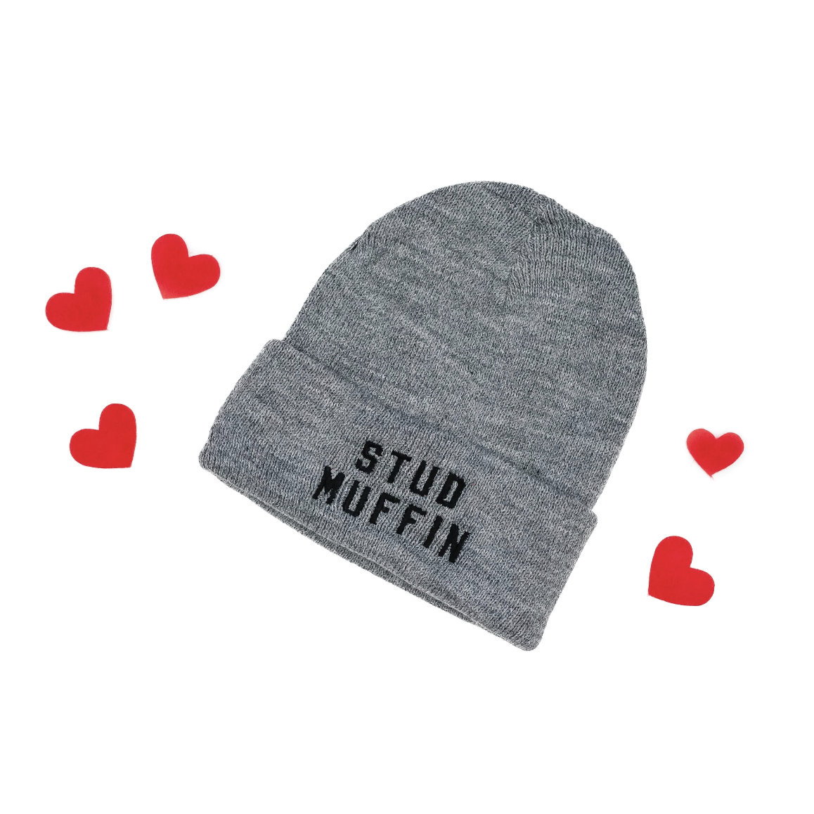 Child Beanie - STUD MUFFIN - Black w/ White Little Mama Shirt Shop LLC