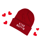 Child Beanie - STUD MUFFIN - Black w/ White Little Mama Shirt Shop LLC