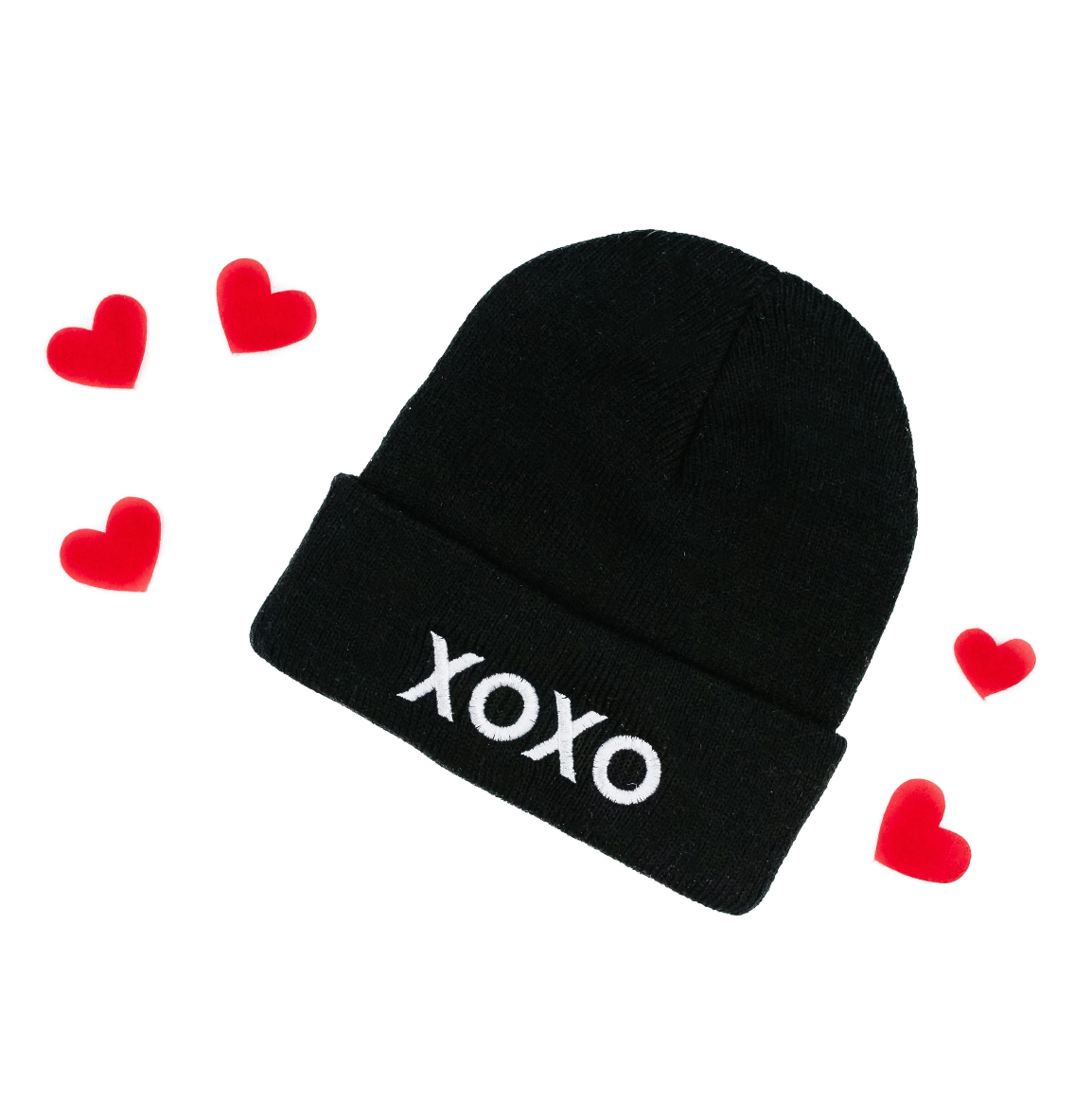 Child Beanie - XOXO - Light Pink w/ Red Little Mama Shirt Shop LLC