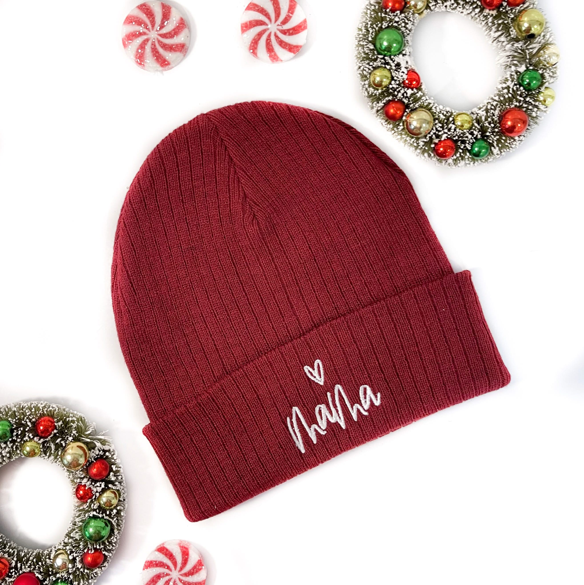 Adult Beanie - Mama Heart Above - (Multiple Color Options) Little Mama Shirt Shop LLC