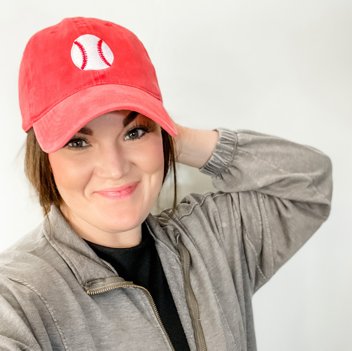 Baseball - Heather Black w/ Solid Baseball - Adult Baseball Cap Little Mama Shirt Shop