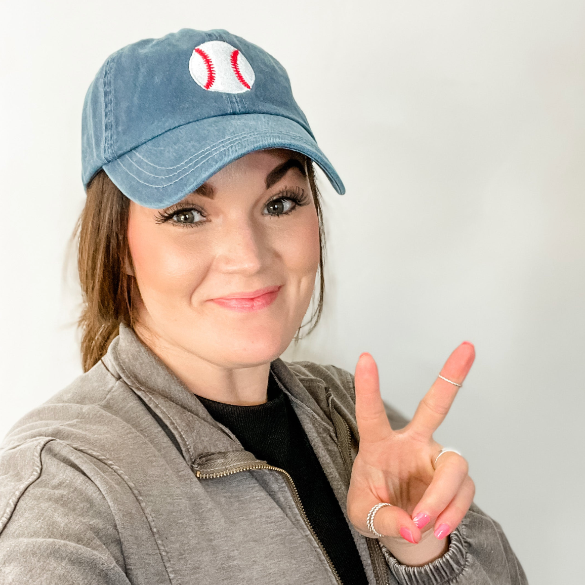 Baseball - Heather Black w/ Solid Baseball - Adult Baseball Cap Little Mama Shirt Shop