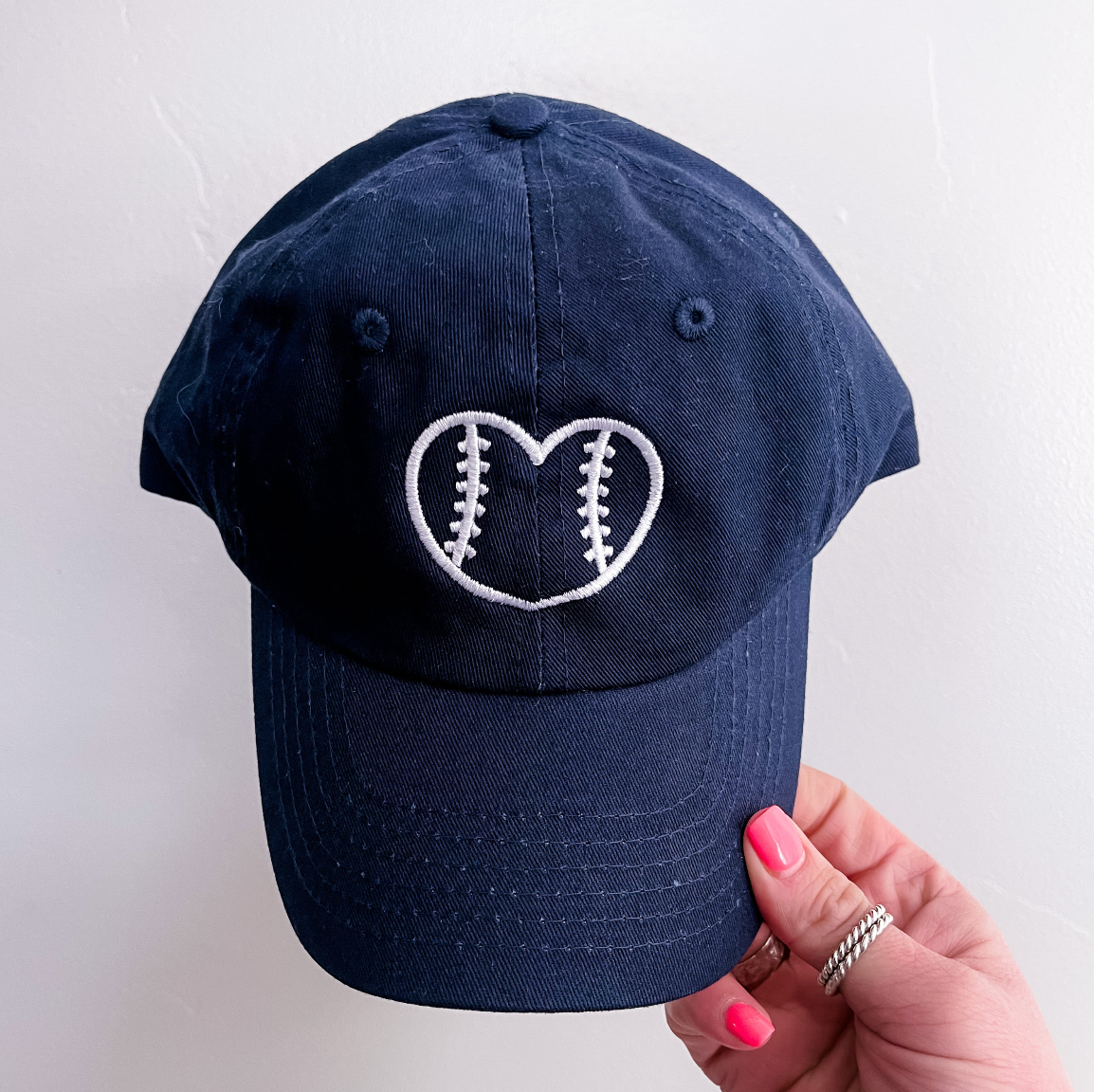 Outline Heart Baseball - Child Baseball Cap Little Mama Shirt Shop