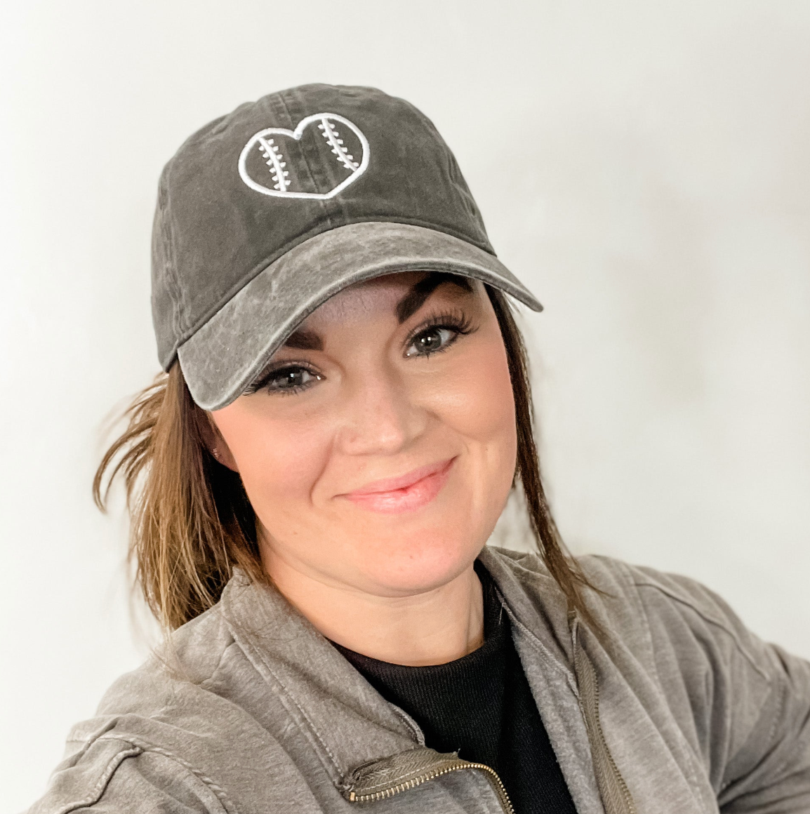 Outline Heart Baseball - Adult Baseball Cap Little Mama Shirt Shop