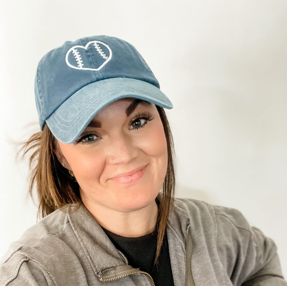 Outline Heart Baseball - Adult Baseball Cap Little Mama Shirt Shop