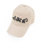 3 In A Row Construction Trucks - Child Baseball Cap Little Mama Shirt Shop