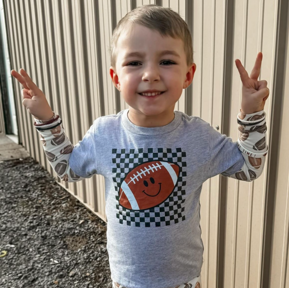 Checkers Smiley - (Choose Your Sports Ball) - Child Tee Little Mama Shirt Shop