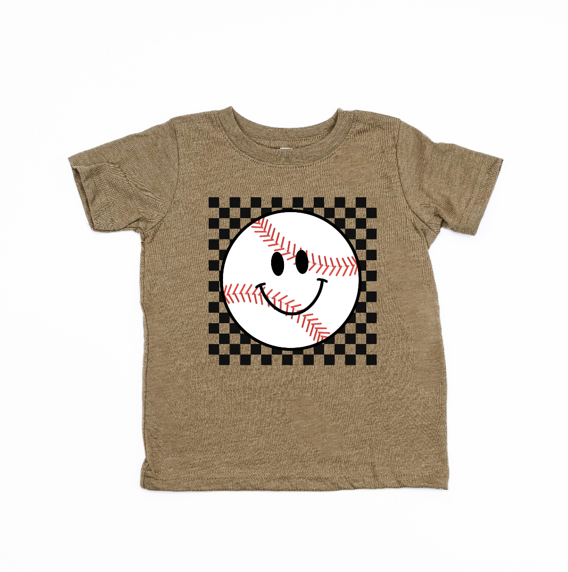 Checkers Smiley - (Choose Your Sports Ball) - Child Tee Little Mama Shirt Shop