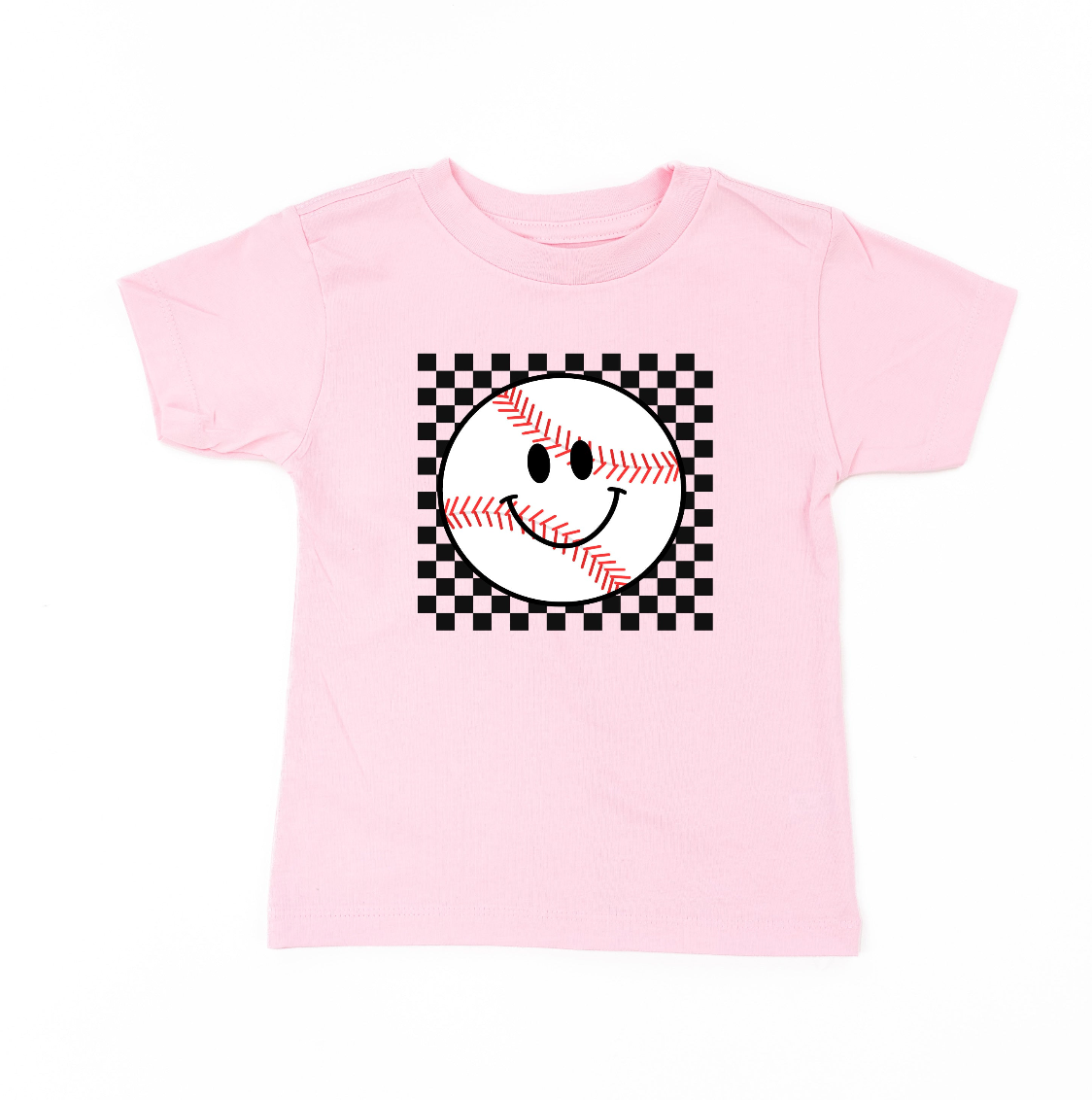 Checkers Smiley - (Choose Your Sports Ball) - Child Tee Little Mama Shirt Shop