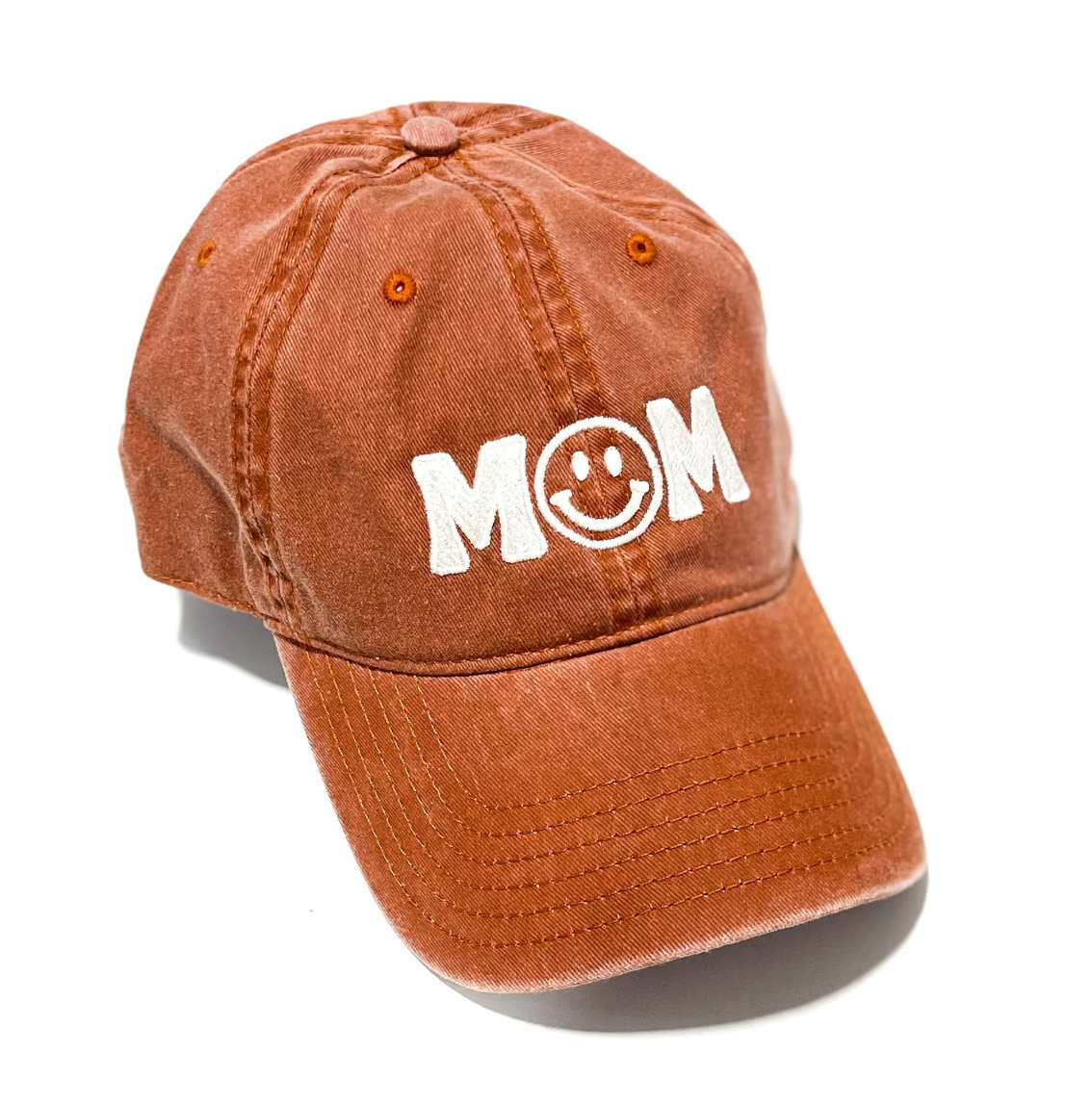 MOM - (Smile O) - Brown Baseball Cap Little Mama Shirt Shop