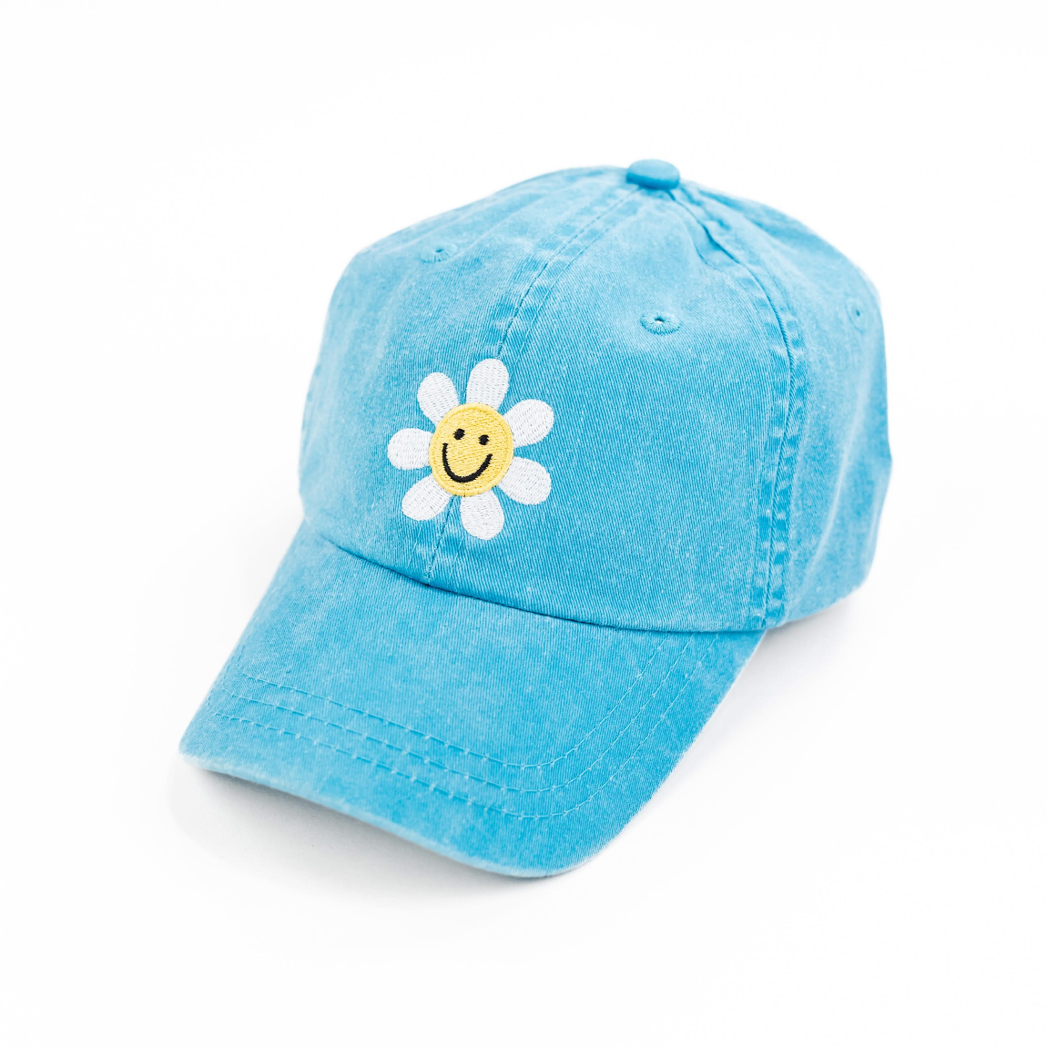 FLOWER PETALS SMILEY - Child Size Baseball Cap (Light Pink) Little Mama Shirt Shop