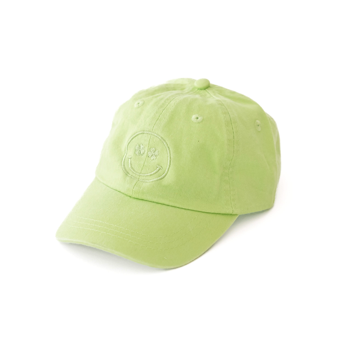 CHILD SIZE - Shamrock Eyes Smiley - Baseball Cap (Kelly Green w/ White) Little Mama Shirt Shop