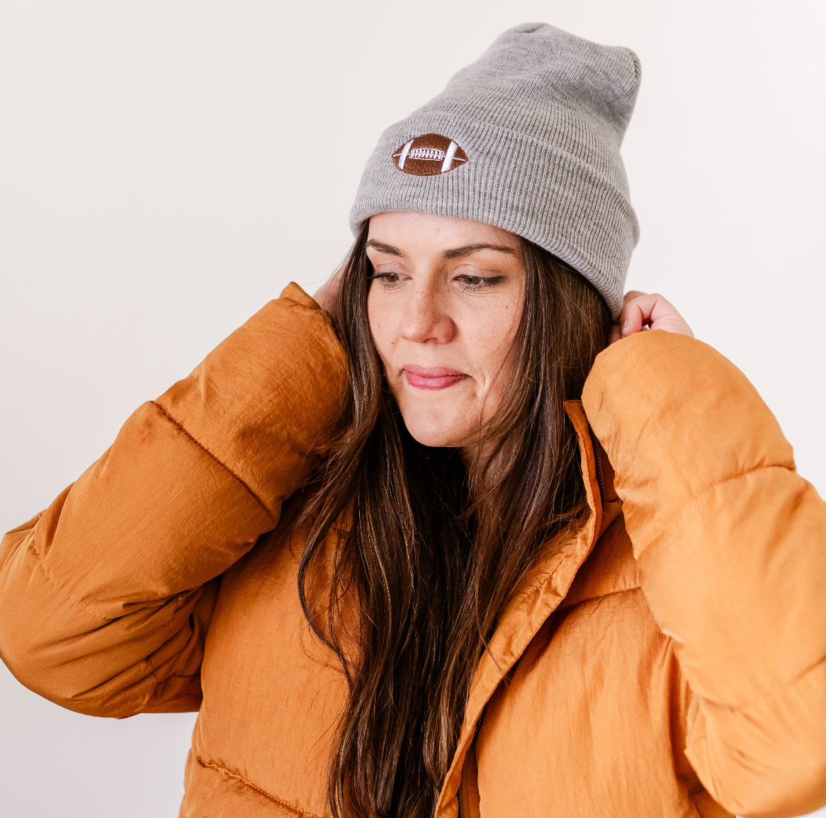 ADULT BEANIE - Football - Brown Little Mama Shirt Shop LLC