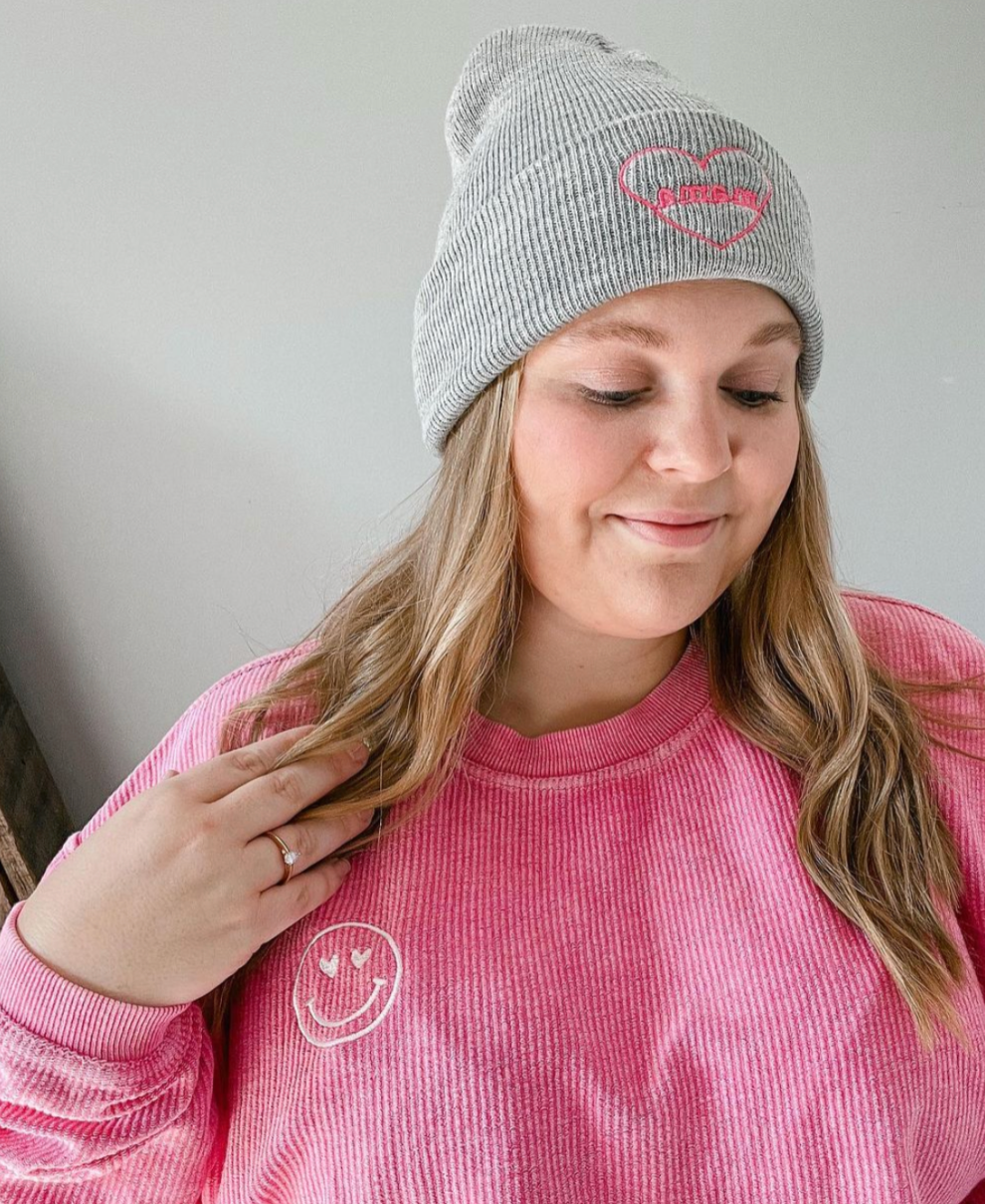 Adult Beanie - Mama Heart Around - (Multiple Color Options) Little Mama Shirt Shop LLC